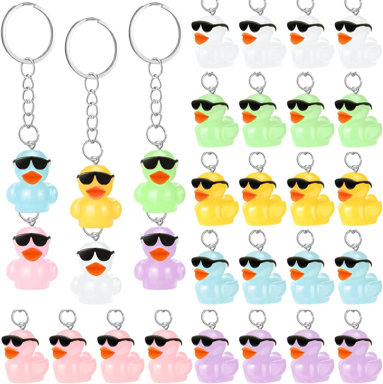 24 Pcs Duck Keychains Miniature Duck Party Favors Tiny Duck Keychains Resin Duck