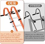 Ladder Roof Hook with Wheel Ladder Hooks for Roof Ridge, Ladder Roof Stabilizer Heavy Duty Steel, Rubber Grip T-Bar for Damage Prevention 9.4lb