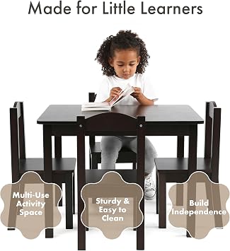 Humble Crew Toddler Table and Chair Set for Kids, Wood Activity Furniture
