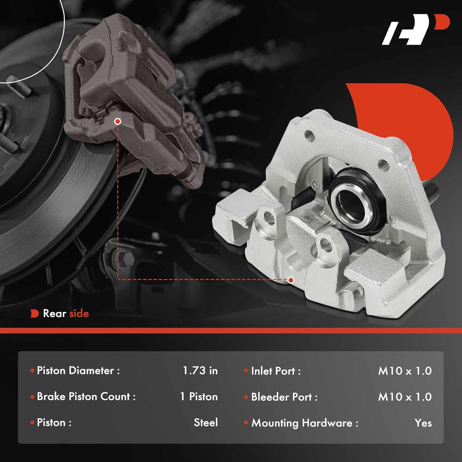 A-Premium Disc Brake Caliper Assembly with Bracket Compatible with BMW 550i GT, 550i GT xDrive, 750i, 750i xDrive, 750Li, 750Li xDrive, 760Li, Alpina B7, Alpina B7 xDrive, Alpina B7L - Rear Side