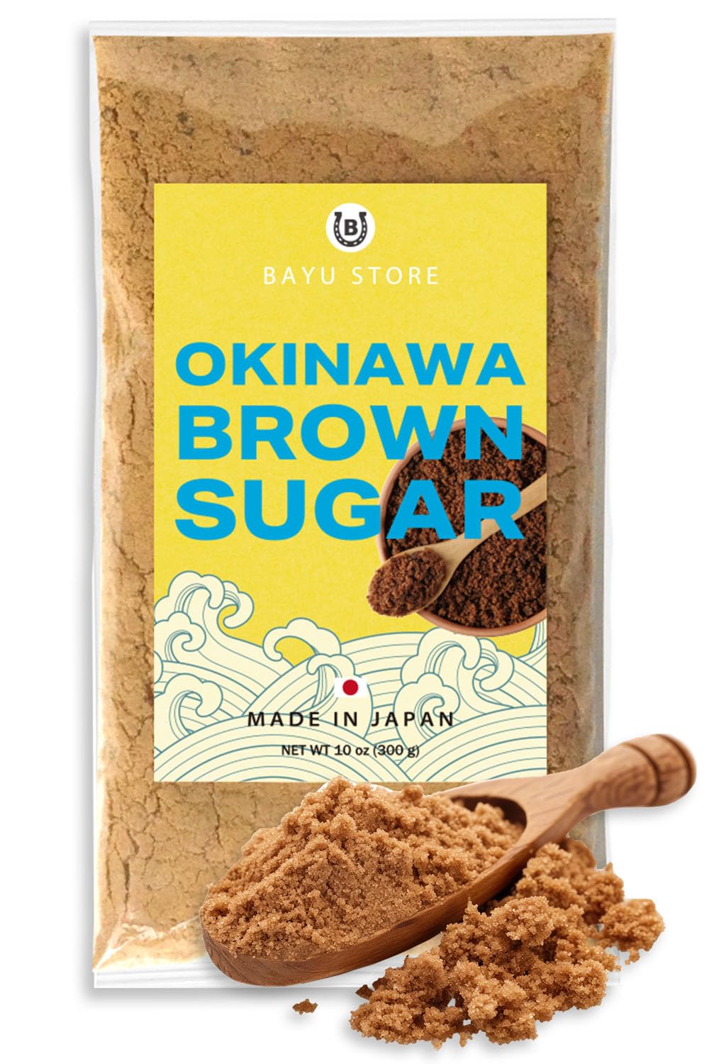 Okinawa Brown Sugar Powder, Authentic Japanese Brown Sugar Unrefined & Mineral-Rich Sugarcane Low GI Sweetener Made in Japan, 10oz (300g)