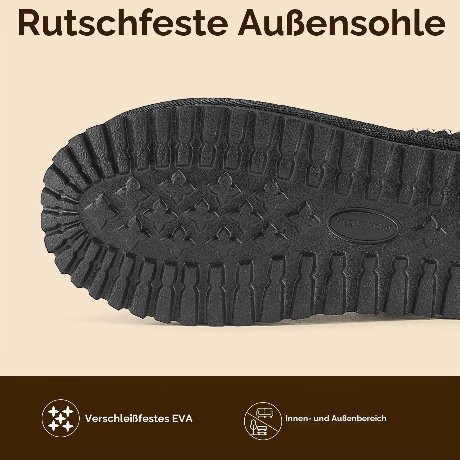 Mishansha Hausschuhe Damen Winter Warme Plüsch-Gefüttert Pantoffeln Flauschige rutschfeste Geschlossen Slippers,für drinnen & draußen Schwarz Gr.41