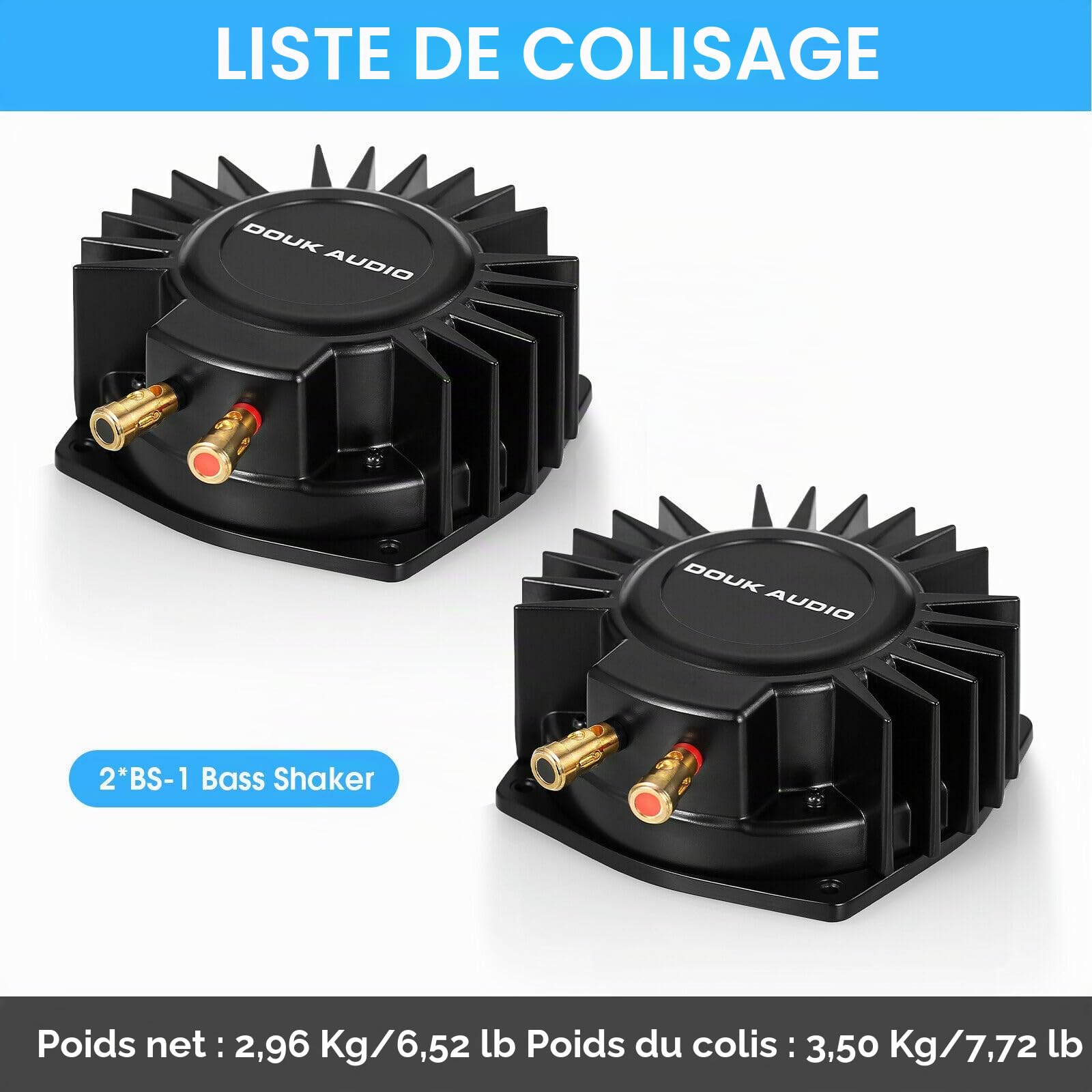 Douk Audio BS-1 Paire de shakers de basses tactiles haute performance pour home cinéma et jeux vidéo 50 W