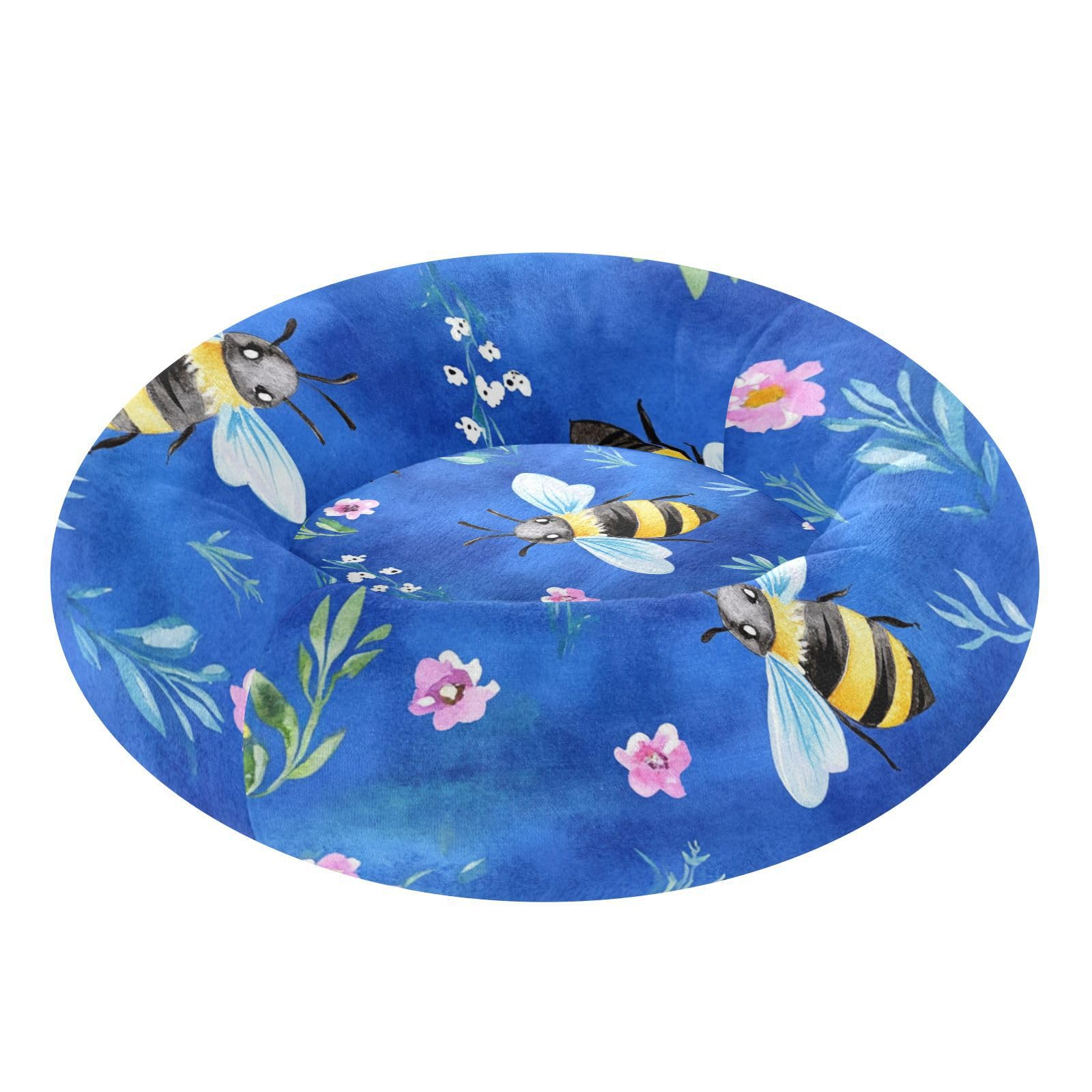 Lit pour chien beignet bleu roi taille M résout le manque de sommeil canin