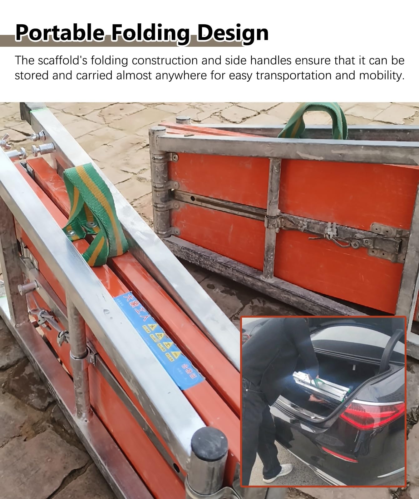 Andamio Plataforma de Andamio Regulable en Altura, Equipo de Plataforma de Trabajo Antideslizante, Tablero de Aluminio y Tubo de Acero Galvanizado, Gran Capacidad de Carga(Silver,L-120cm(47 1/4"))