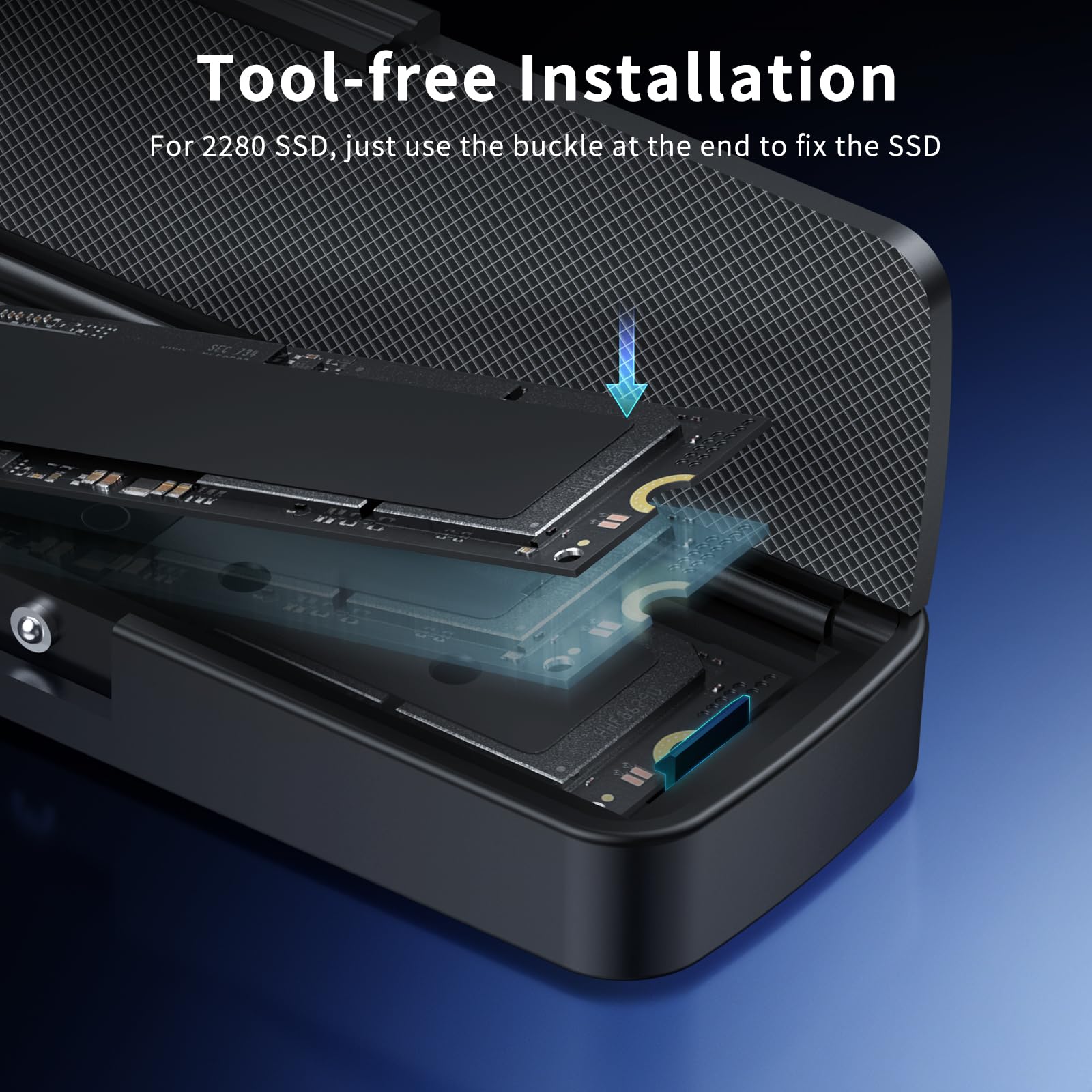 FIDECO Box esterno per SSD M.2 NVMe, adattatore da M.2 NVMe a USB, lettore SSD USB 3.2 Gen 2 (10Gbps) con installazione senza attrezzi, supporto UASP e Trim, design a sandwich