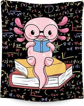 Axolotl Blanket - Reading Blankets for Toddler/Kids/Teens - 60x80 Inch Soft Flannel Daughter Gifts Throw for Bedroom Couch Office