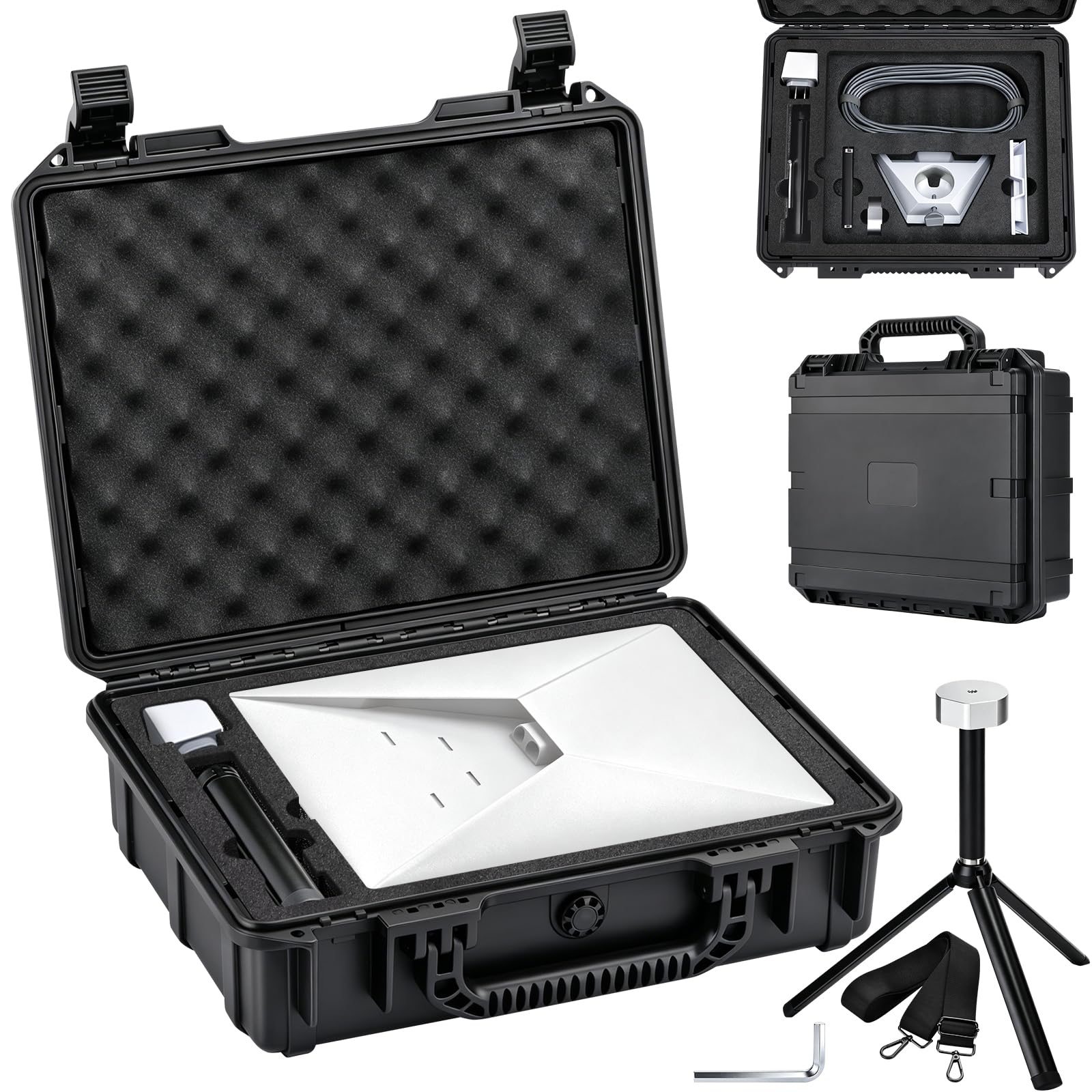 Starlink Mini Tasche, mit Metall Montagestativ, wasserdicht & stoßfest, Hartgehäuse für sämtliches Starlink Mini Zubehör, ideal für Camping, Reisen und Wohnmobile