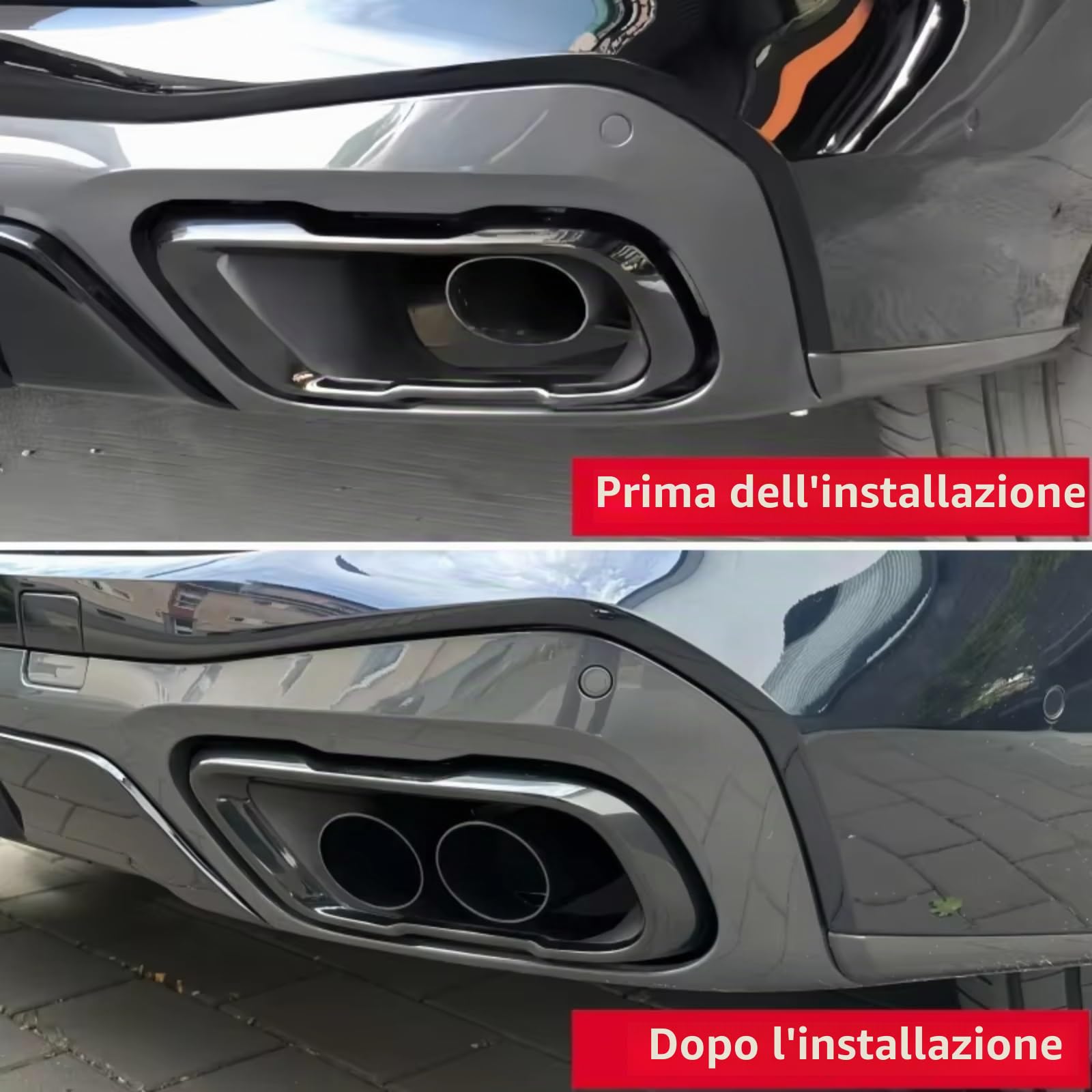Terminale Di Scarico Per BMW X5 X6 Terminale Di Scarico Doppio G05 G06 In Acciaio Inox Nero Da Uno A Due Terminali Di Scarico Per Auto(Nero)