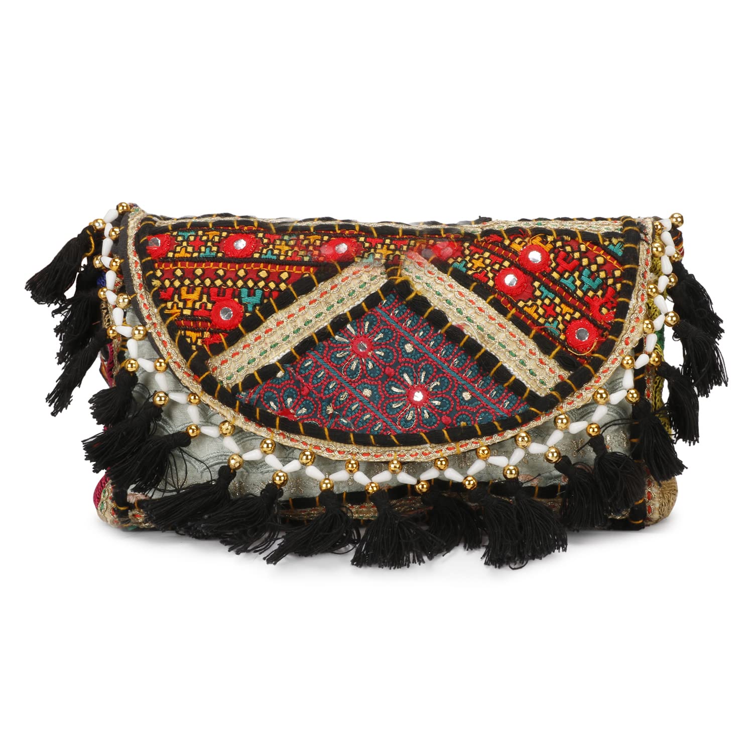 Shanvi Handicraft Handmade Cotton Ethnic Rajasthani Embroidered Bags for Women Sling Clutch with Handle Purses for Ladies Girls (design 11)-image-41