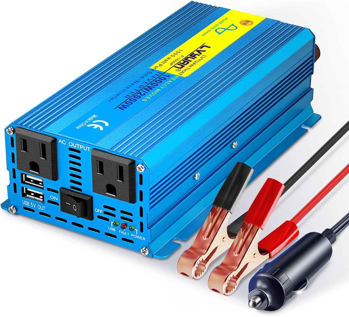 2000 Watt Pure Sine Wave Power Inverter 12V DC to 110V 120V