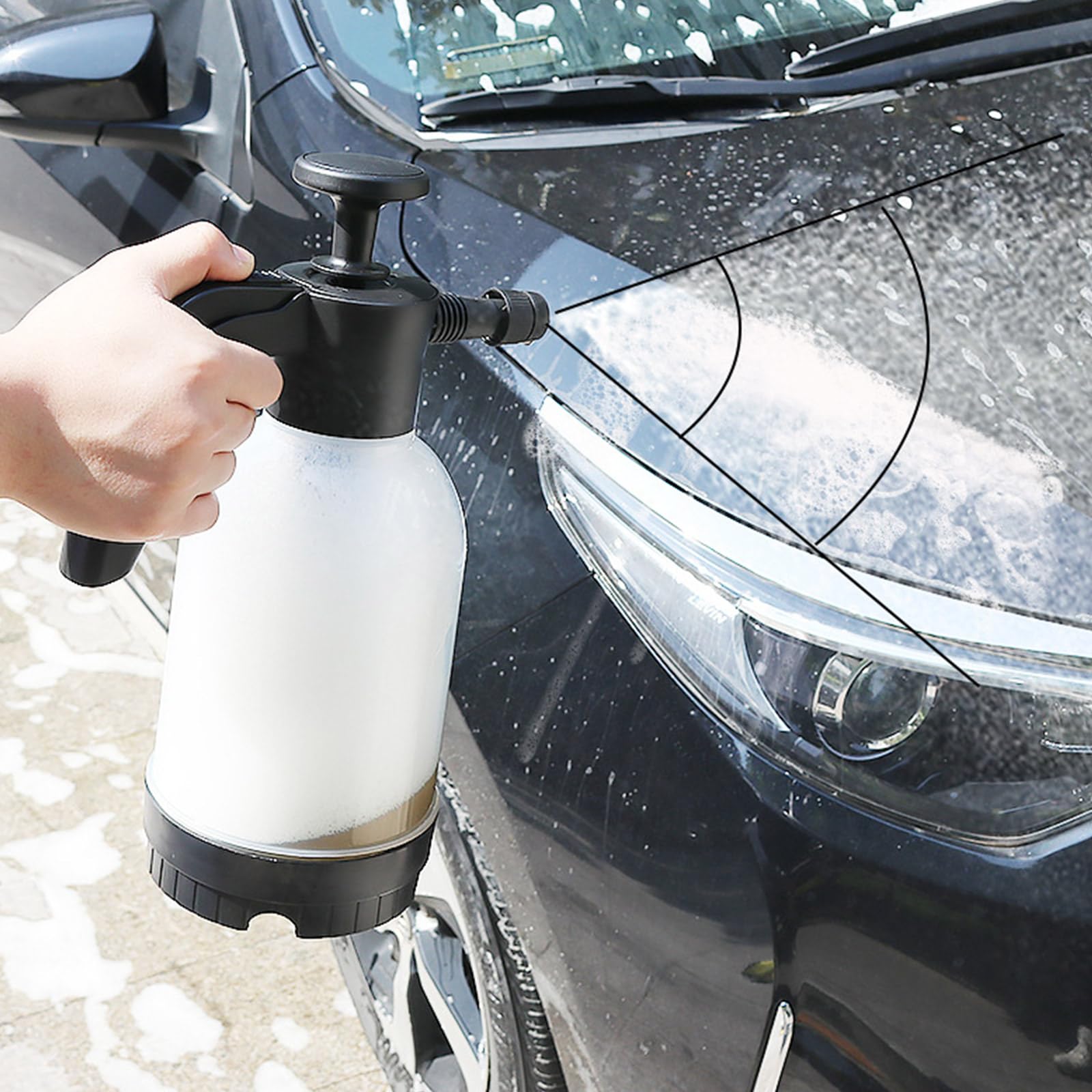 Spruzzatore di schiuma per auto, lancia per irrigazione, spruzzatore da 2 litri, spruzzatore a pressione, spruzzatore a pressione, bottiglia per lavaggio auto
