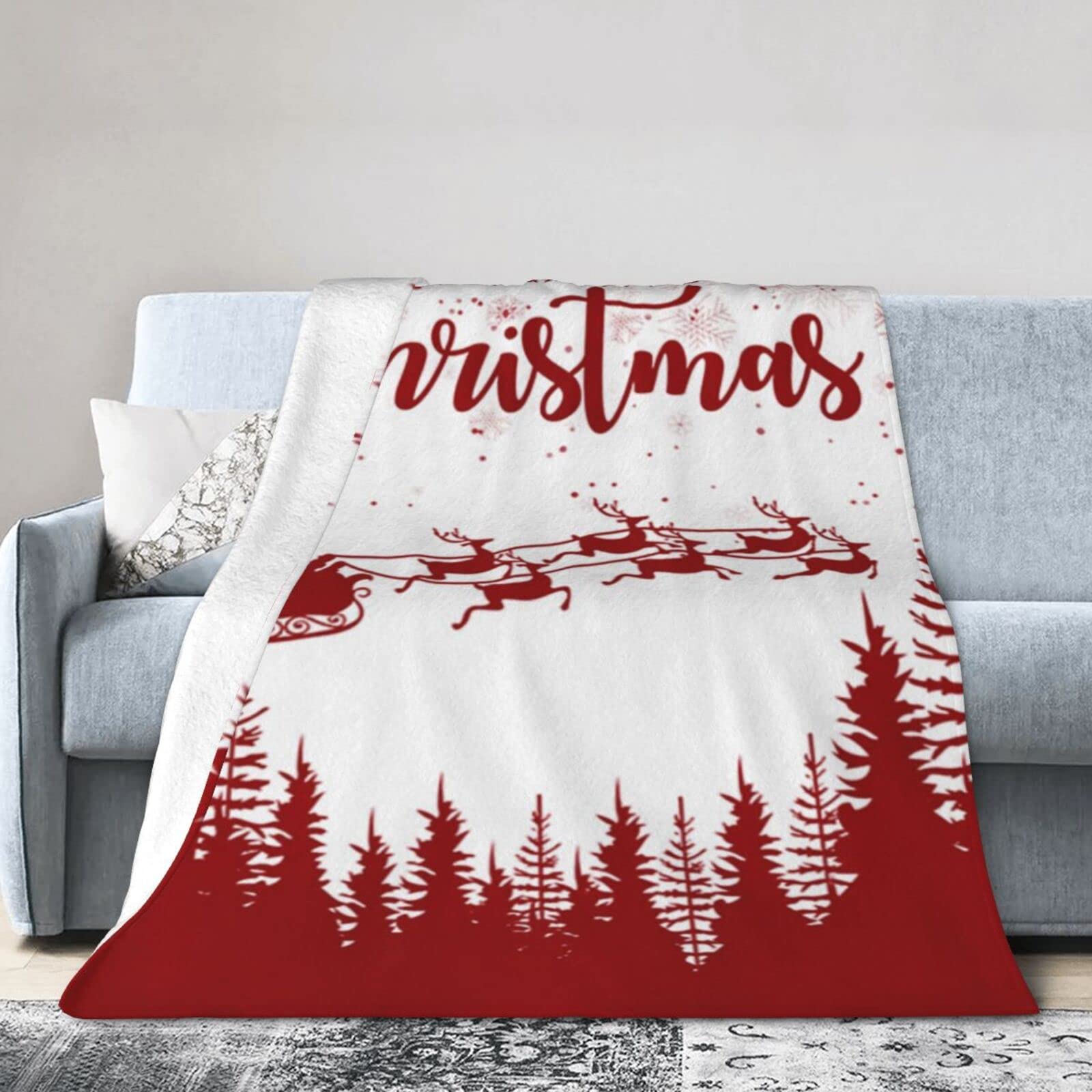 Lsjuee Christmas Flannel Fleece Blanket 60"X50" Santa Claus Bed Throw Blanket Funny Ultra-Soft Travel Winter Blankets for Kids Keep Warm