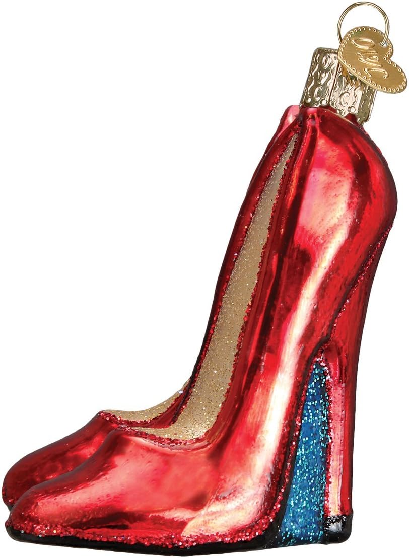 Old World Christmas Glamour Heels Glass Blown Ornament for Christmas Tree, Handcrafted Holiday Decoration, Fashion Collection