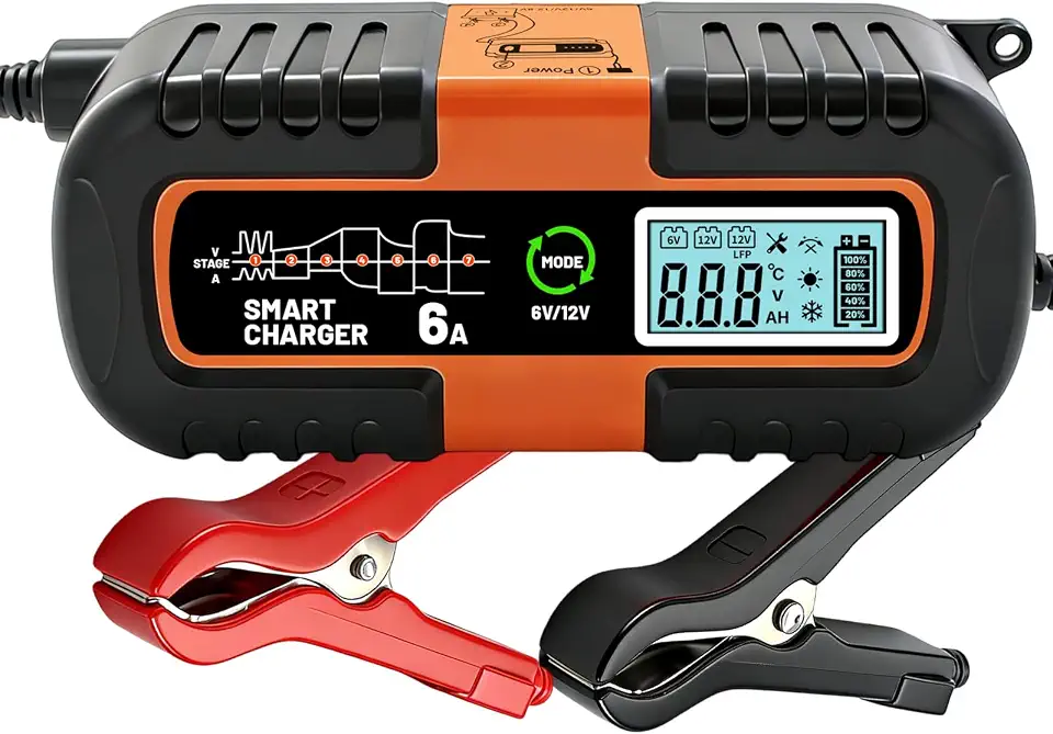 Carregador de bateria de carro inteligente de 12 V com tela LCD, carregador de truque automático, preto de partida, proteção múltipla, tecnologia de reparo de pulso, compatível com modelos 1100/ABS