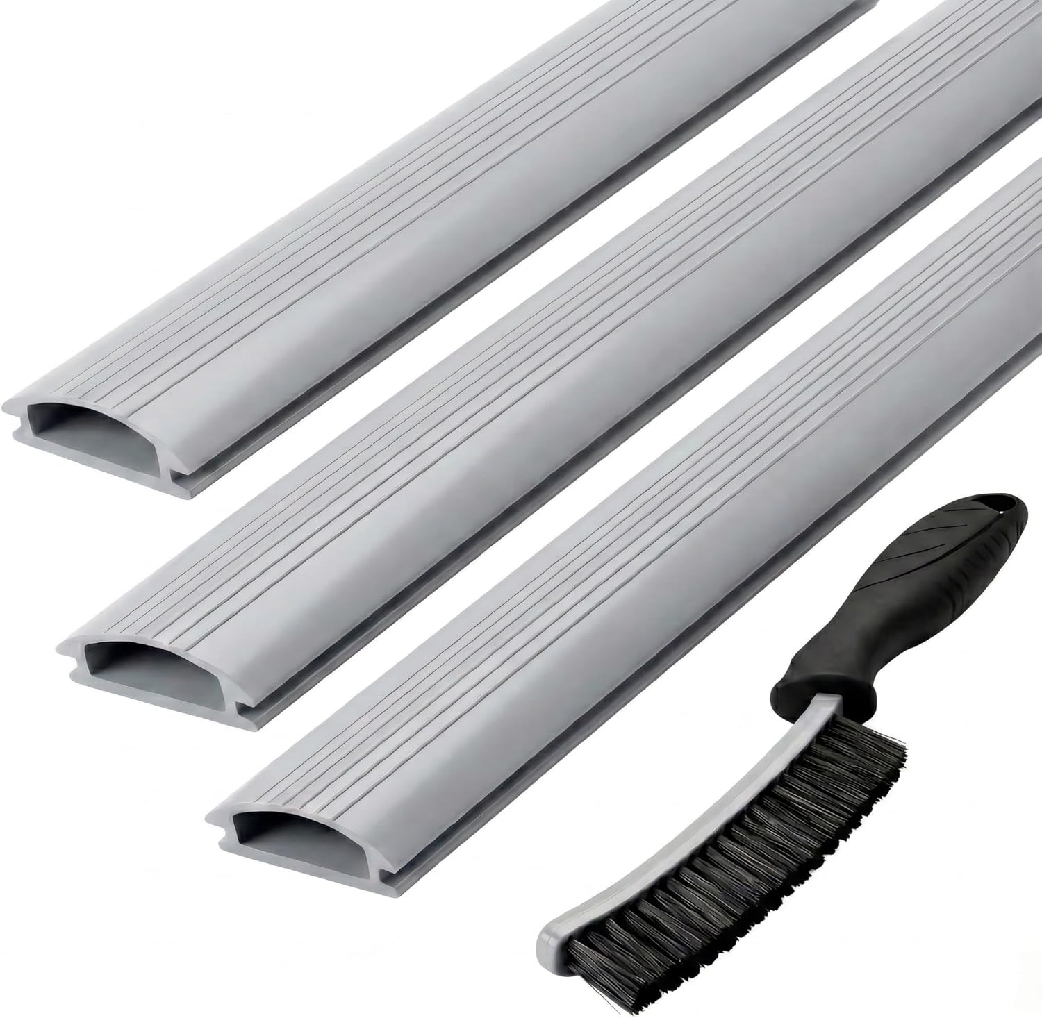 3-Pack Gray Vinyl Threshold Replacement Insert - 36 Inch Flexible Door Bottom Seal, Weather Stripping for Exterior Front Door & Adjustable Aluminum Thresholds (3)