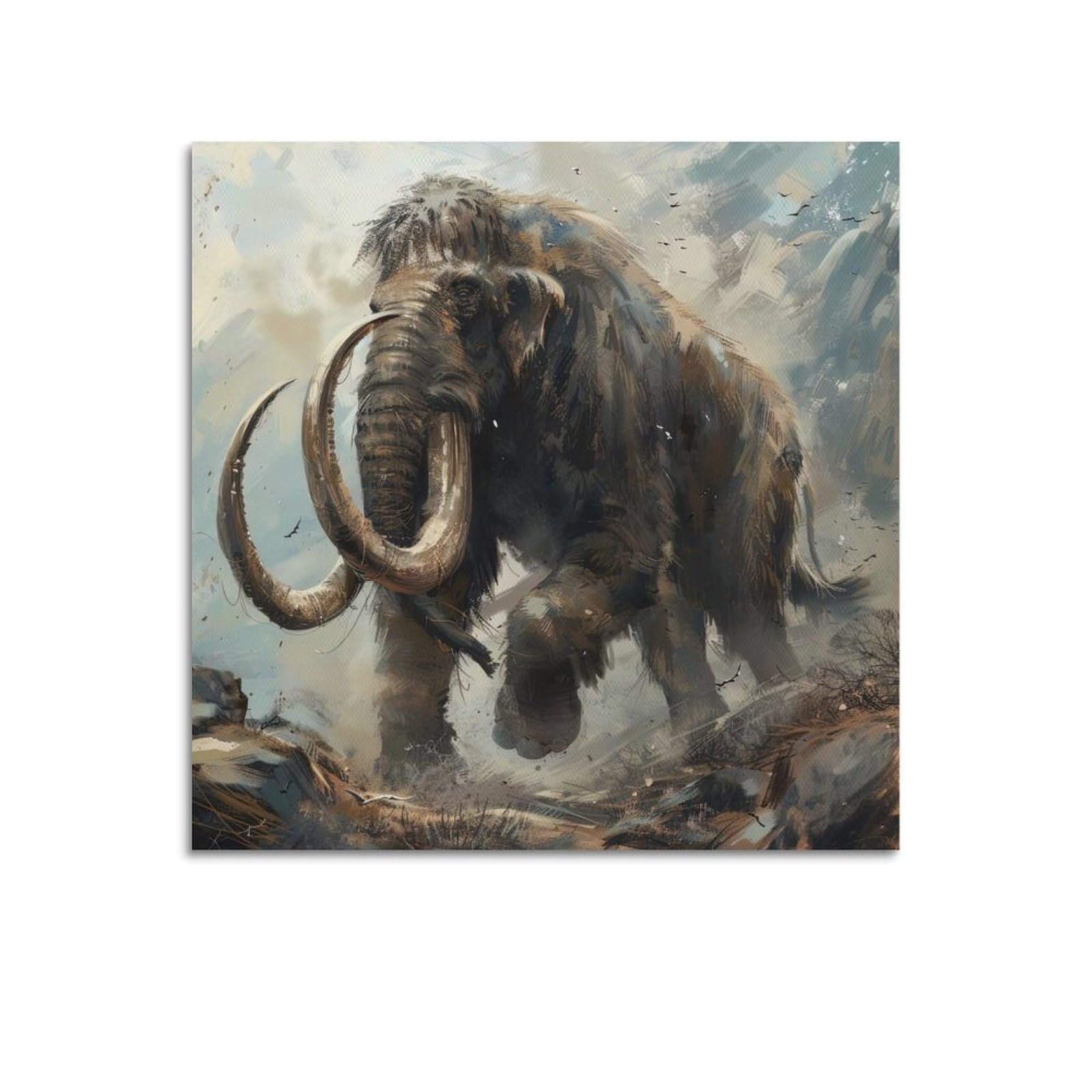 CMHOK Animal Poster Scary Giant Mammoth Decorative Painting Canvas Art Picture 20x20inch(50x50cm)