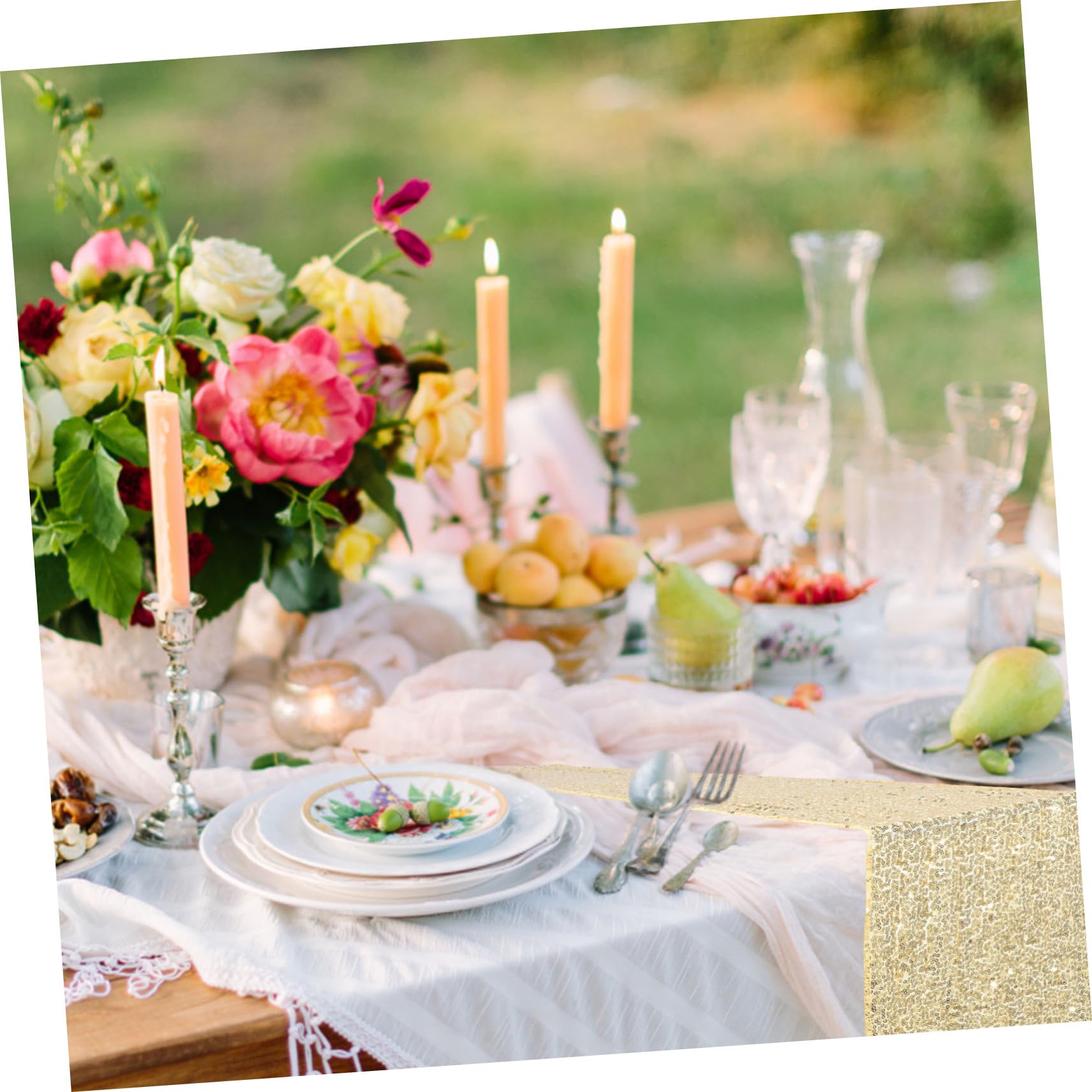 OUNONA 3stücke Sequin Tischläufer Elegantes Polyester Tischcover Für Hochzeiten Und Partys Nordic Style Dekoration Für Festliche Anlässe