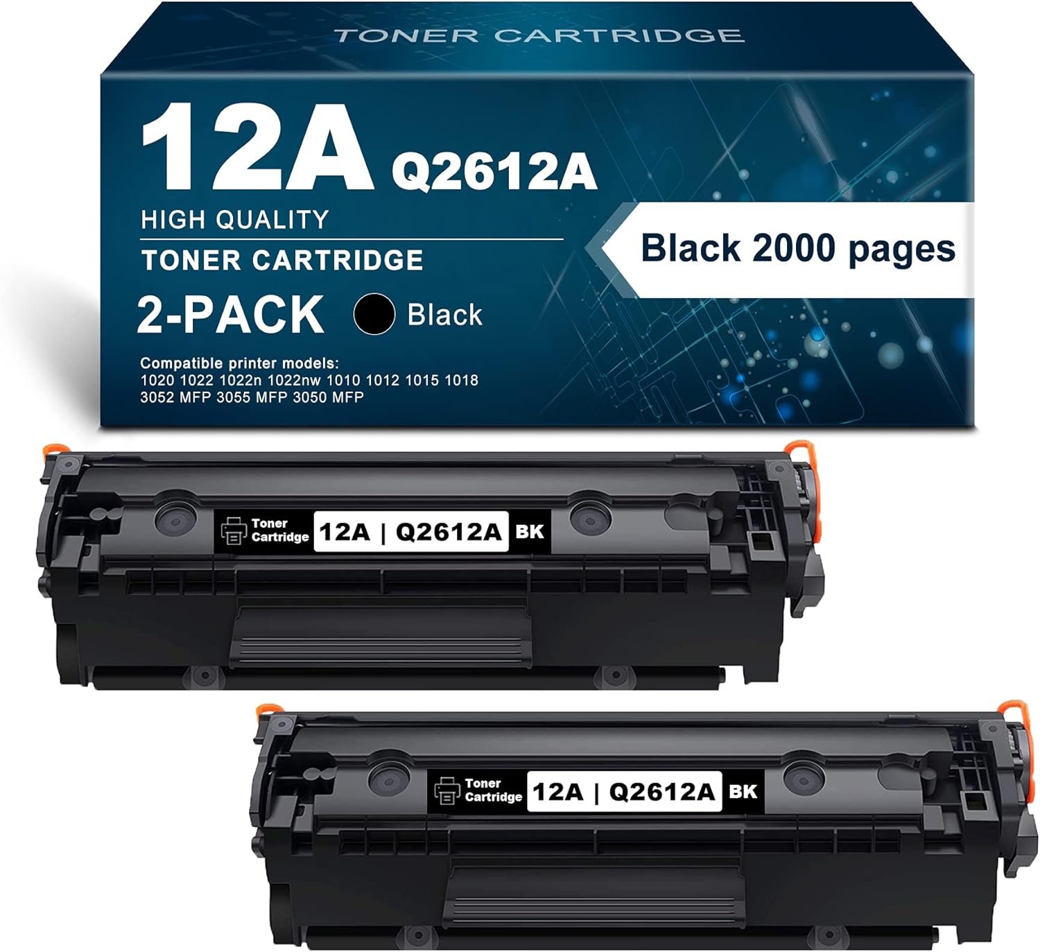 (Black, 2 Packs) Compatible Toner Cartridge 12A Q2612A
