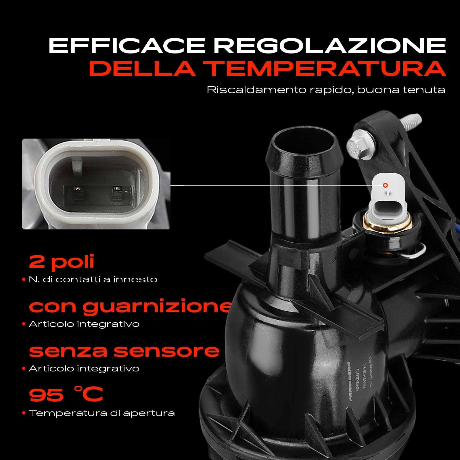 Frankberg Termostato del liquido di raffreddamento 88°C KK2Q9K478BA | Compatibile con: Tourneo Custom V362 Bus F3, Autobus Transit V363 FAD FBD, Transit V363 Box FCD FDD
