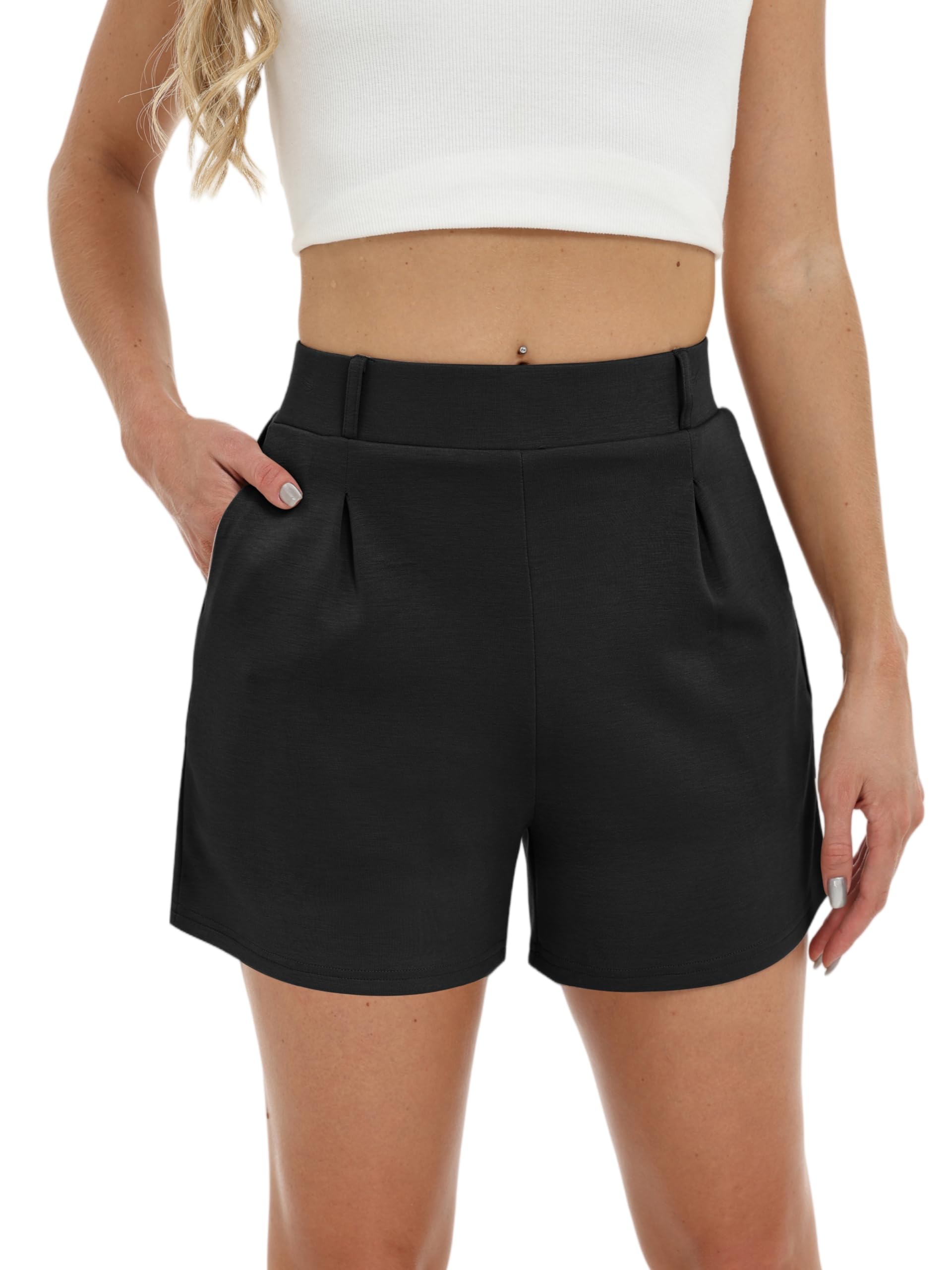 Short Femme Pantalon Court Léger Respirant Élastique Extensible et Poches Pantalon de Loisirs Yoga JoggingDécontractés Pratique Stylé