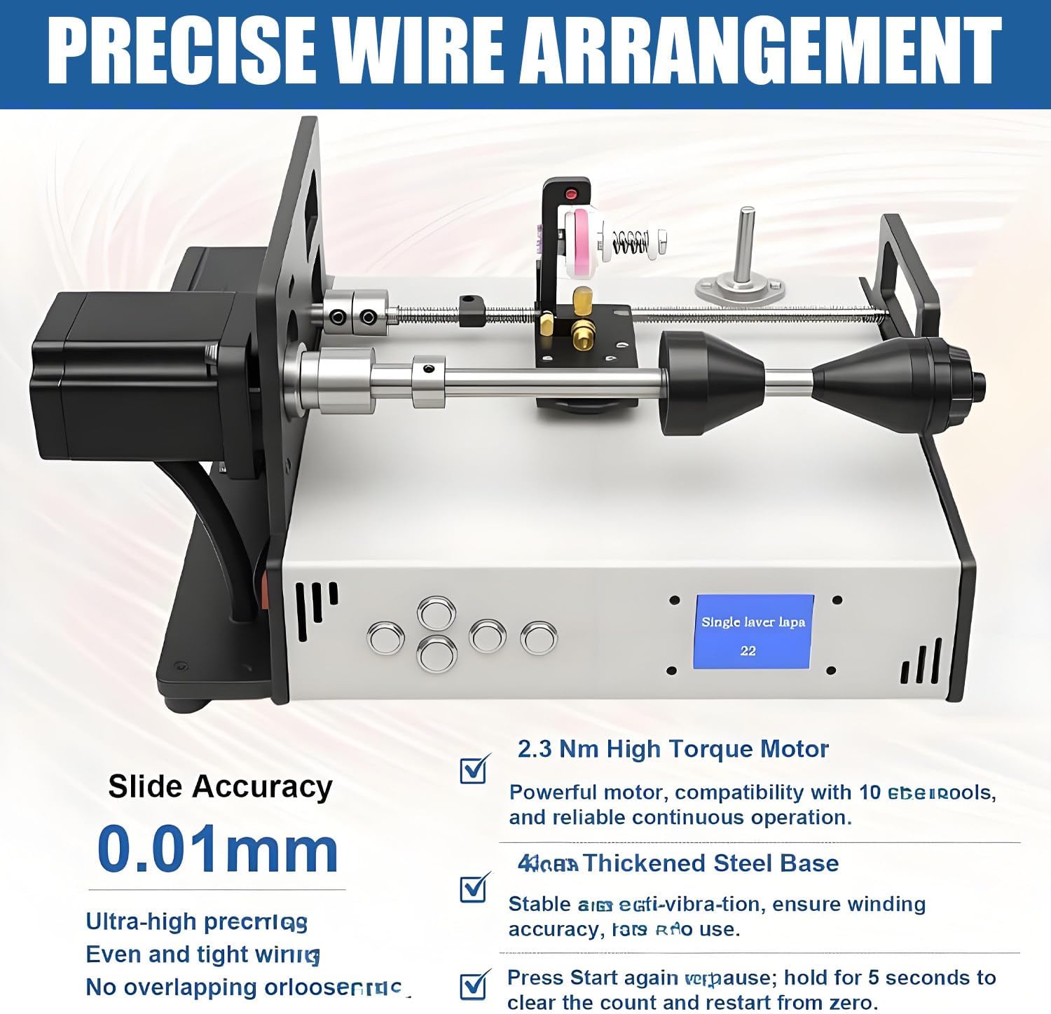 Digital Automatic Cable Wiring Machine, 900RPM Precision Coil Winding Machine with LCD Display, Support 18-46AWG, Professional for Industrial Wiring, Fishing Line