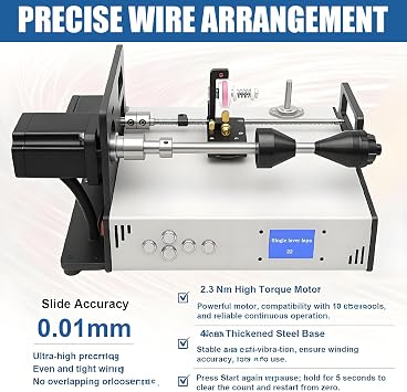Automatic Coil Winding Machine, 900RPM Digital Wire Winder, Compatible with 18-46AWG, LCD Display for Coils, Fishing Lines