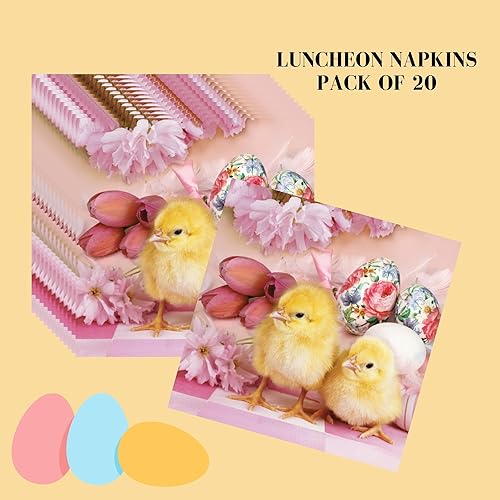 Miniatura 2 de Keep Unique Servilletas de papel de Pascua de 13 x 13 pulgadas, 20 unidades, servilletas de cóctel de cereza impresas de 3 capas para arte, cena y