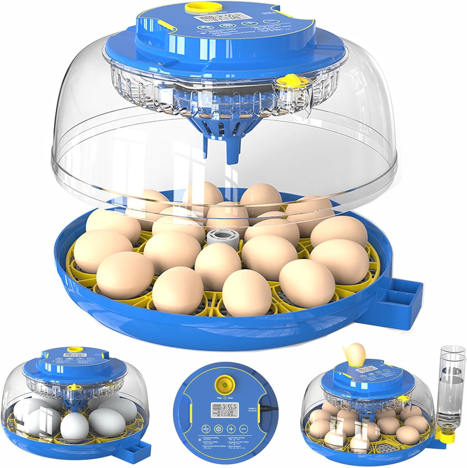 18 Chicken Egg Incubators for Hatching Eggs with Automatic Egg Turning and Humidity Control, High Hatch Rate Poultry Incubator for Chicken, Ducks, Goose, Pigeon, Quail, Ideal for Home, Farm, School