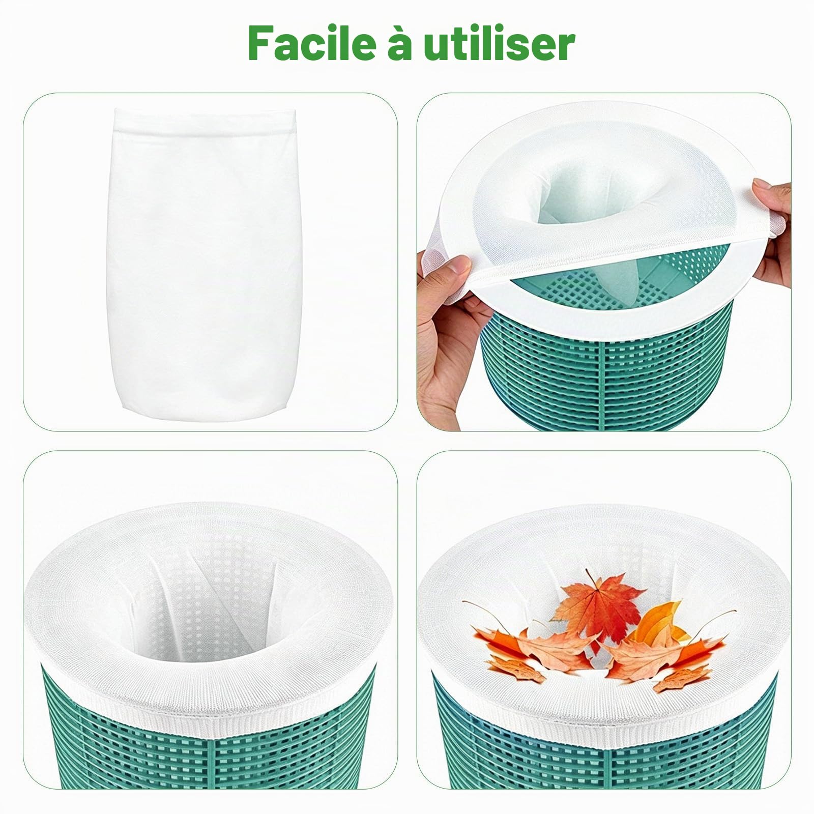 Lot de 30 chaussettes skimmer de piscine, chaussettes filtrantes pour skimmer, étang, nettoyage de la saleté et des feuilles pour piscine, filtre à tamis