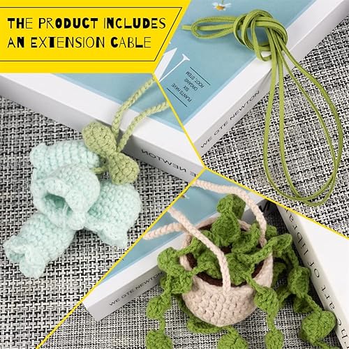 Miniatura 5 de Accesorios para colgar en el espejo de coche de ganchillo con plantas bohemias, bonitos accesorios de automóvil para mujeres, accesorios de espejo