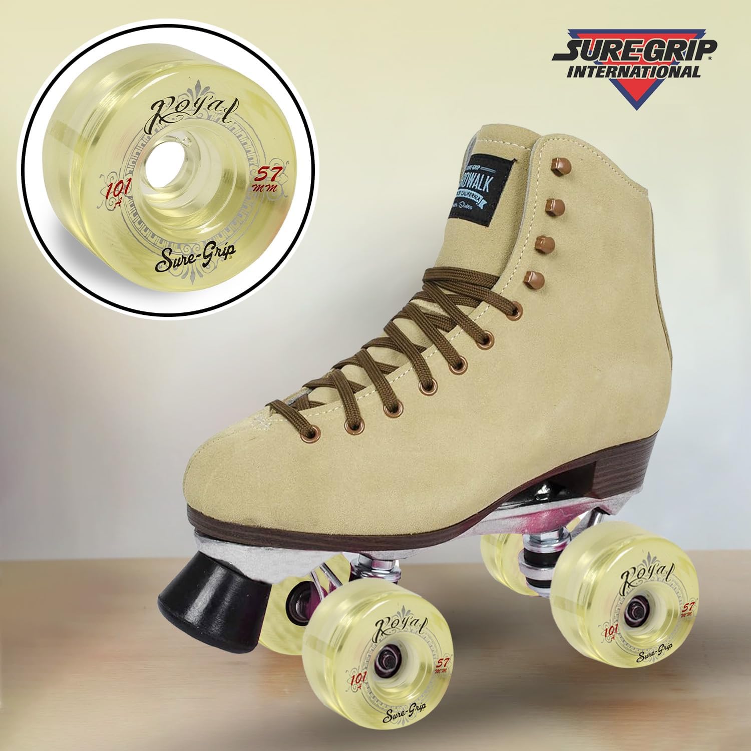Sure-Grip Royal Indoor Wheels | 101A Hardness with 57mm Diameter & 31mm Width for Instant Response and Roll - Constructed with Urethane Material - Made in The USA (Set of 8 Wheels)