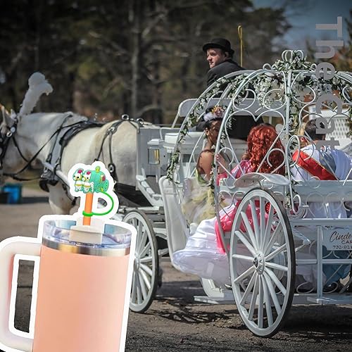 Miniatura 6 de 10 tapas de popote para copa Stanley, (temática de princesa), cubierta de popote de silicona compatible con vaso Stanley de 30 y 40 onzas con asa,