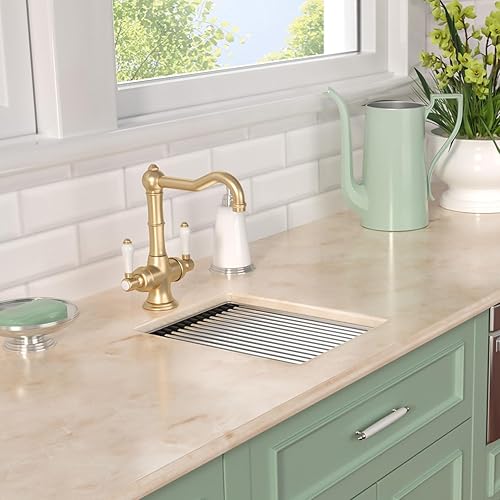 Miniatura 66 de Lordear Fregadero de cocina de montaje inferior de 23 pulgadas, estación de trabajo, fregadero de cocina de acero inoxidable calibre 16, cuenco