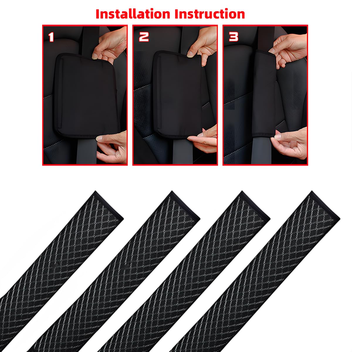 BESULEN Funda extra larga para cinturón de seguridad de automóvil, 2 almohadillas suaves para correa de hombro para cinturón de seguridad de vehículo, cómodo accesorio protector de arnés interior de