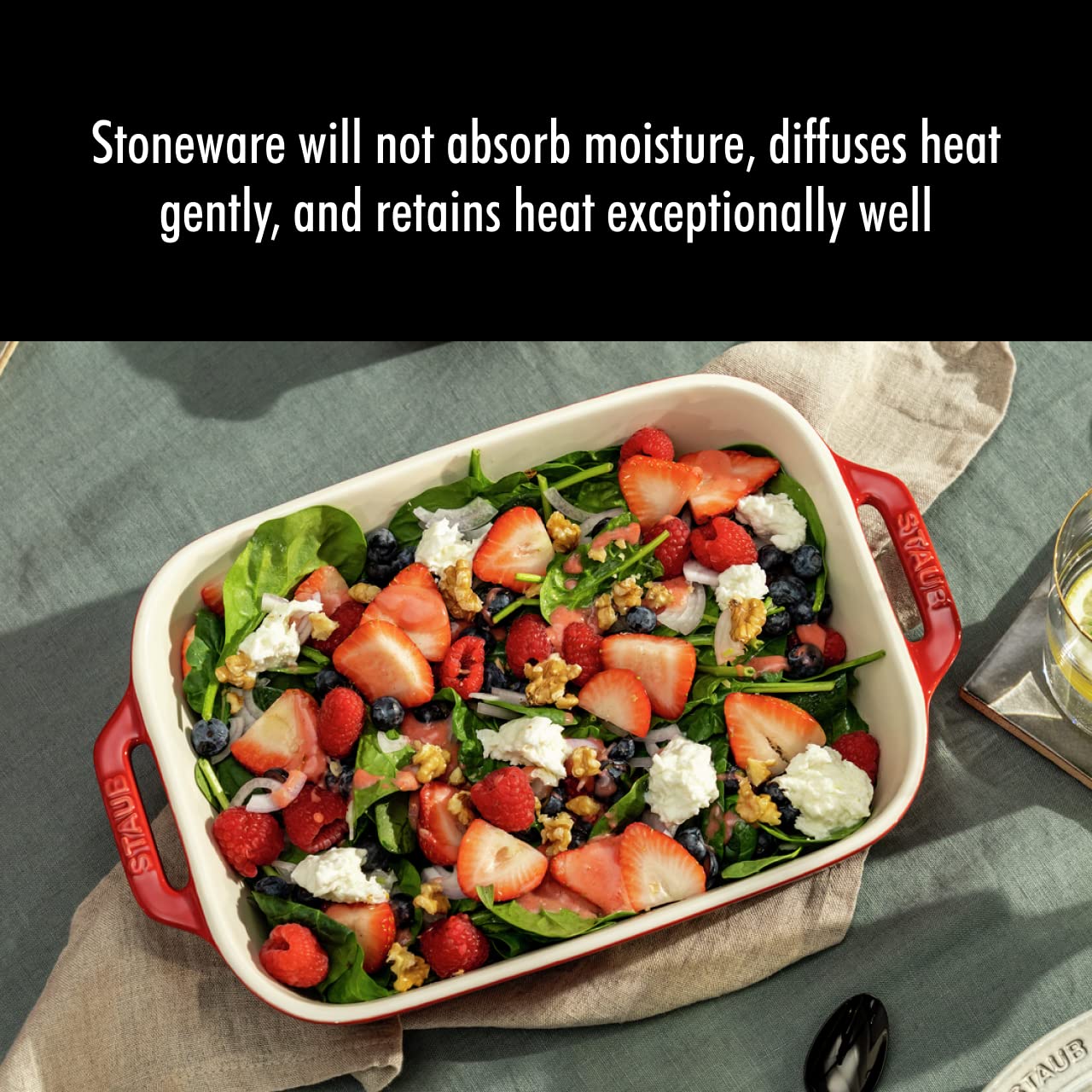 STAUB Ceramics Rectangular Baking Dish Set, 2 pc, Red
