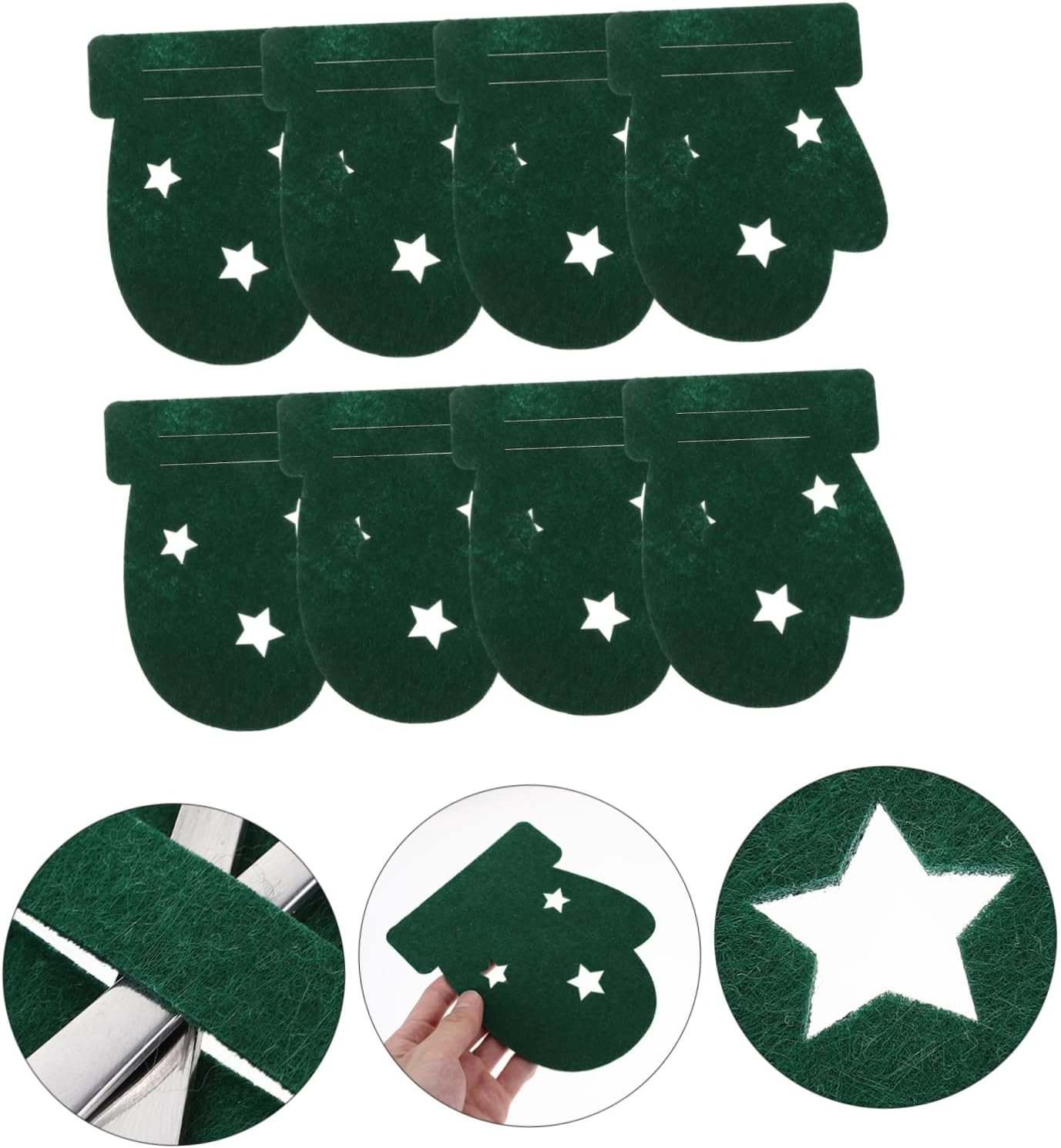 SHOWERORO 8pcs Christmas Mitten Shape Cutlery Holders Festive Tableware Bags for Dinner Parties Lightweight Felt Material for Forks and Cutters Adorable Design for Holiday Atmosphere