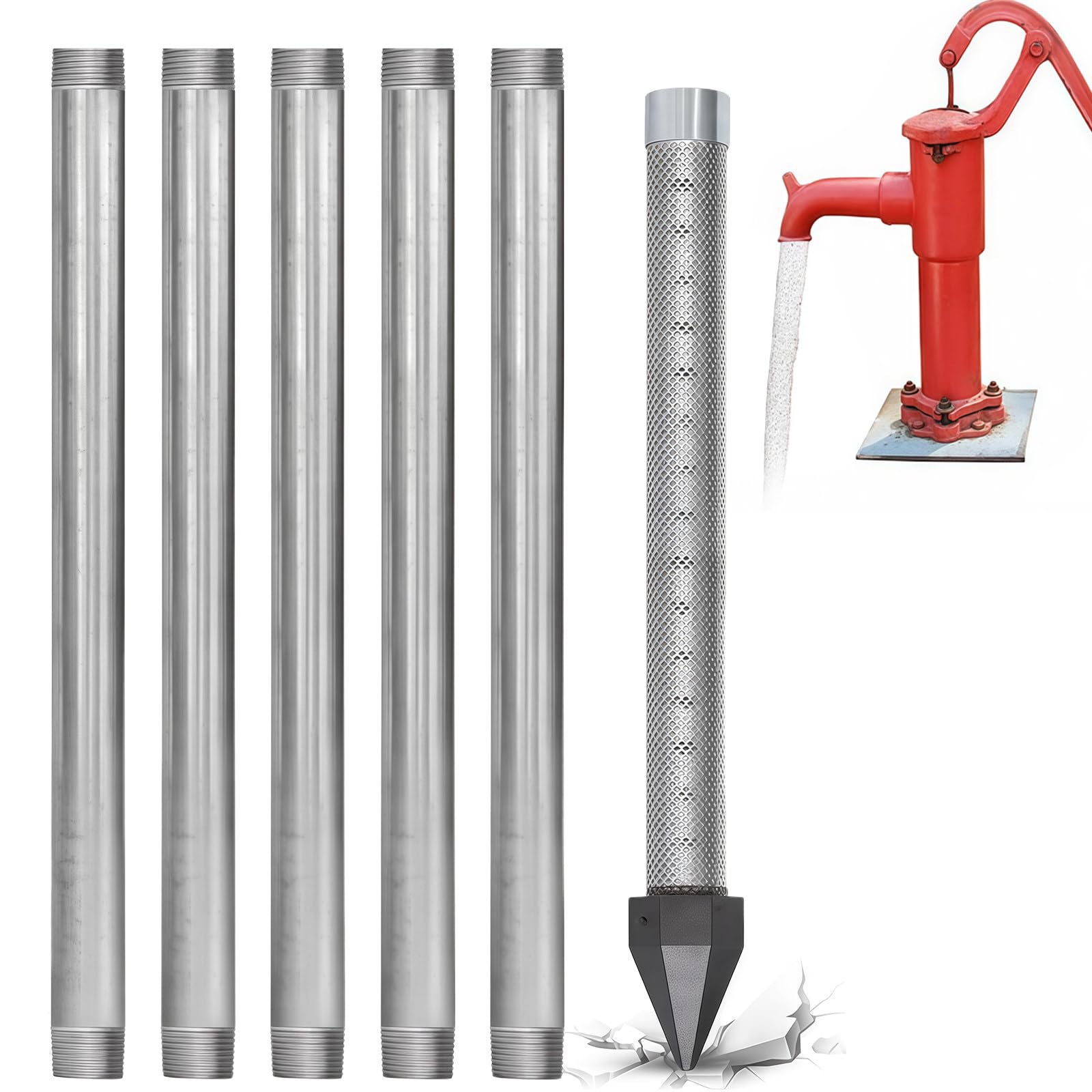 Bangbangji Multicolor 1/4" Well Drive Point Kit, For Farm Wells 5+1Kit-6M