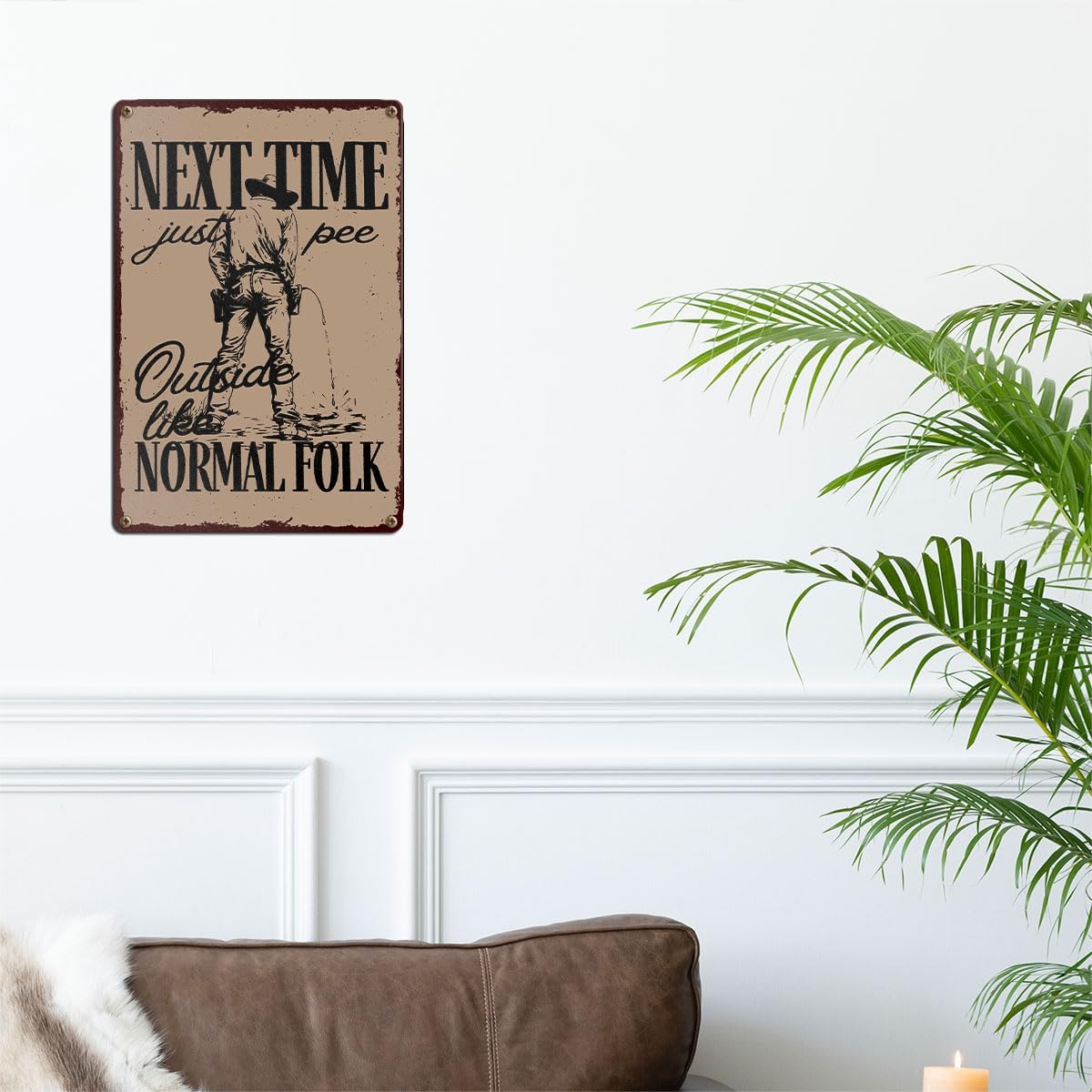 Funny Western Cowboy Bathroom Decor Next Time Pee Outside Like Normal Folk Toilet Vintage Metal Signs for Home Bathroom Restroom Wall Decor 8x12 Inch image 5
