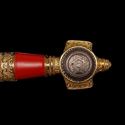 Miniatura 7 de Espada ceremonial de acero inoxidable Salomon King David Star de 46 pulgadas con mango negrorojo para colección, regalo