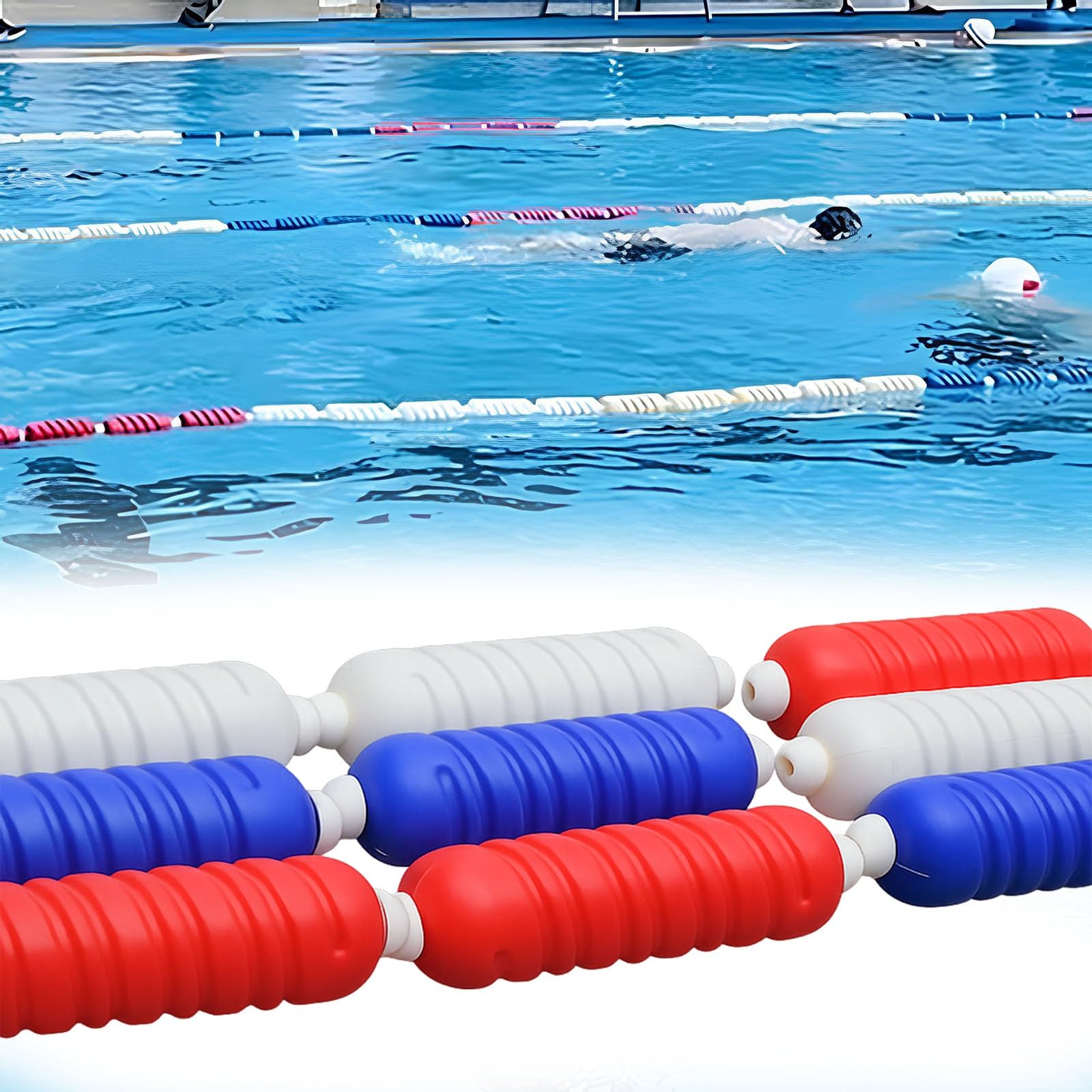 GJZQDKX Pool Safety Divider Lane Line,Swimming Pool Safety Rope with Floats - 164FT Stainless Steel Cable Divider Lane Line Kit for Private Pools, Swim Training, and Safety Marking