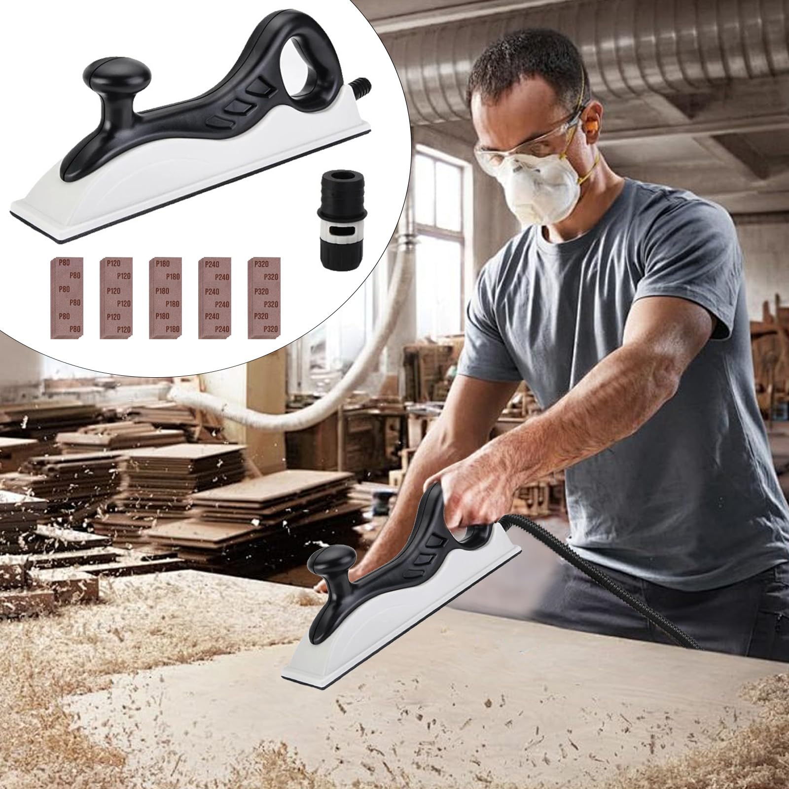 Levigatrice Manuale, 420 X 70 mm Blocco Di Levigatura Con Aspirazione Della Polvere Levigatura Senza Polvere Blocco Di Spugna Abrasiva Per Cartongesso Lucidatura Per Legno Pulizia Dell'edificio