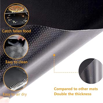3Pcs Large Oven Liner, 50cmx33cm,Oven Liners for Fan Assisted Oven | Non Stick BBQ Mats for Gas Grill, Baking Mat, Easy to Clean, Reusable, Convenient Baking, Protect Bottom of Oven