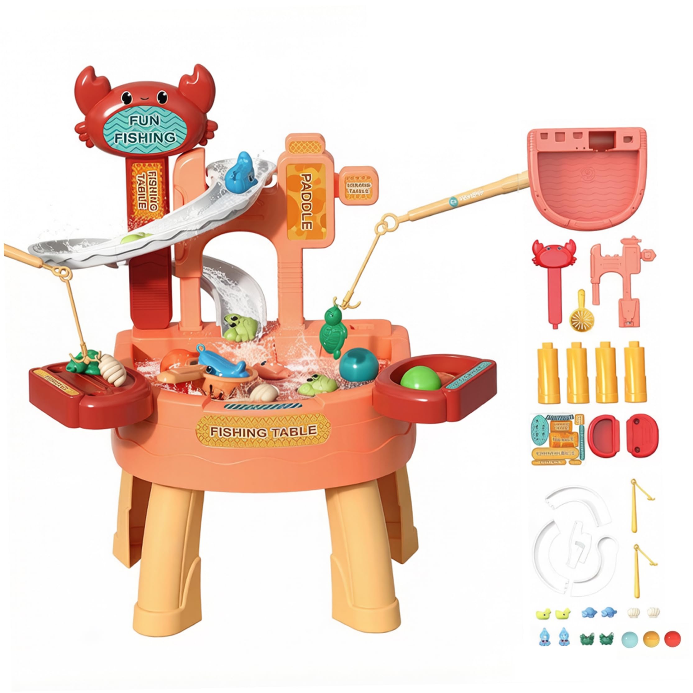 Wassertisch für Kleinkinder, 35 x 45 x 49 cm, sensorisches Wasser- und Sandaktivitäts-Spielset für Kinder mit Lauf-, Umlauf- und Angelspielzeug-Set, Sommer-Outdoor-Spielzeug für Kinder, Kleinkinder v