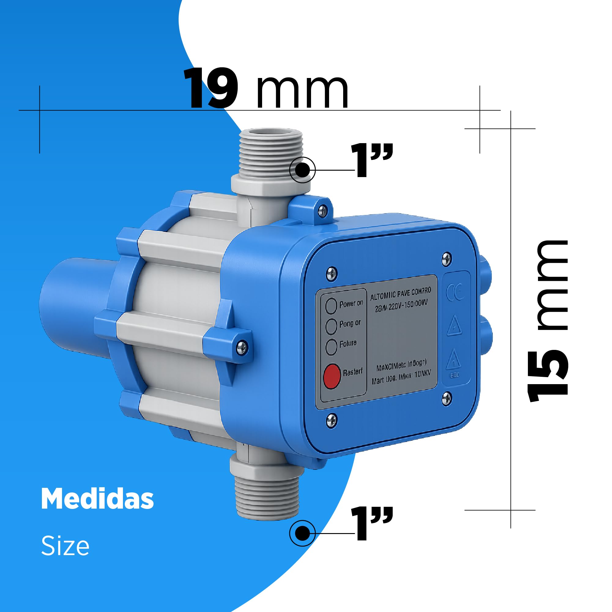 Prescontrol Controlador Automatico de Bomba de Agua Indicador Led Proteccion en Seco Electronico Rearme Manual Arranque Parada Automatica para Casa Jardin Riego Depositos Pozos Sistema Presion Seguro
