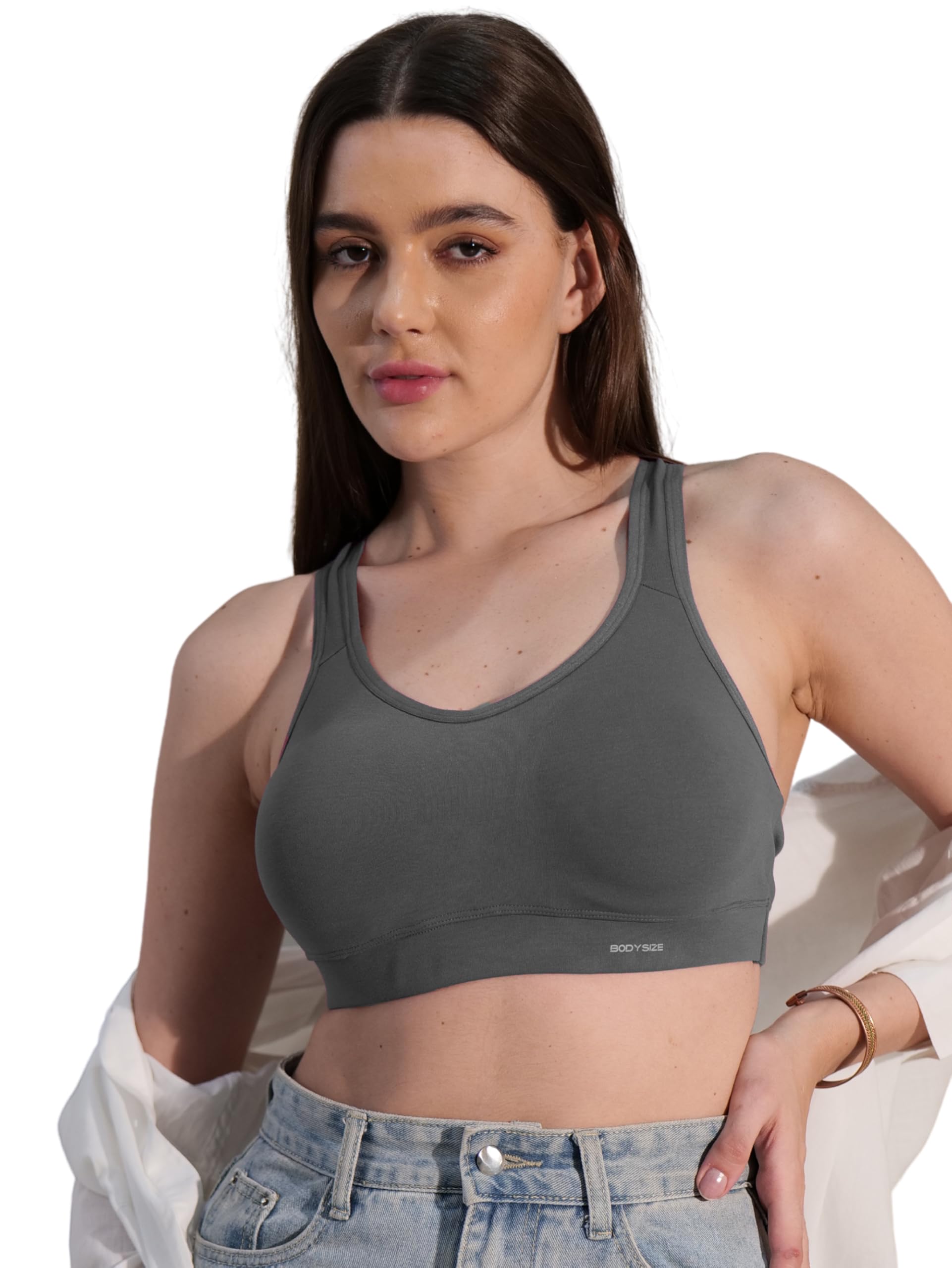 bodysize Women's Padded Sports Bra (Demi Cup) SF30| Racerback Support, Wire Free Sweat Absorbent, Soft Cotton Lycra Fabric for Ultimate Comfort-picture-36