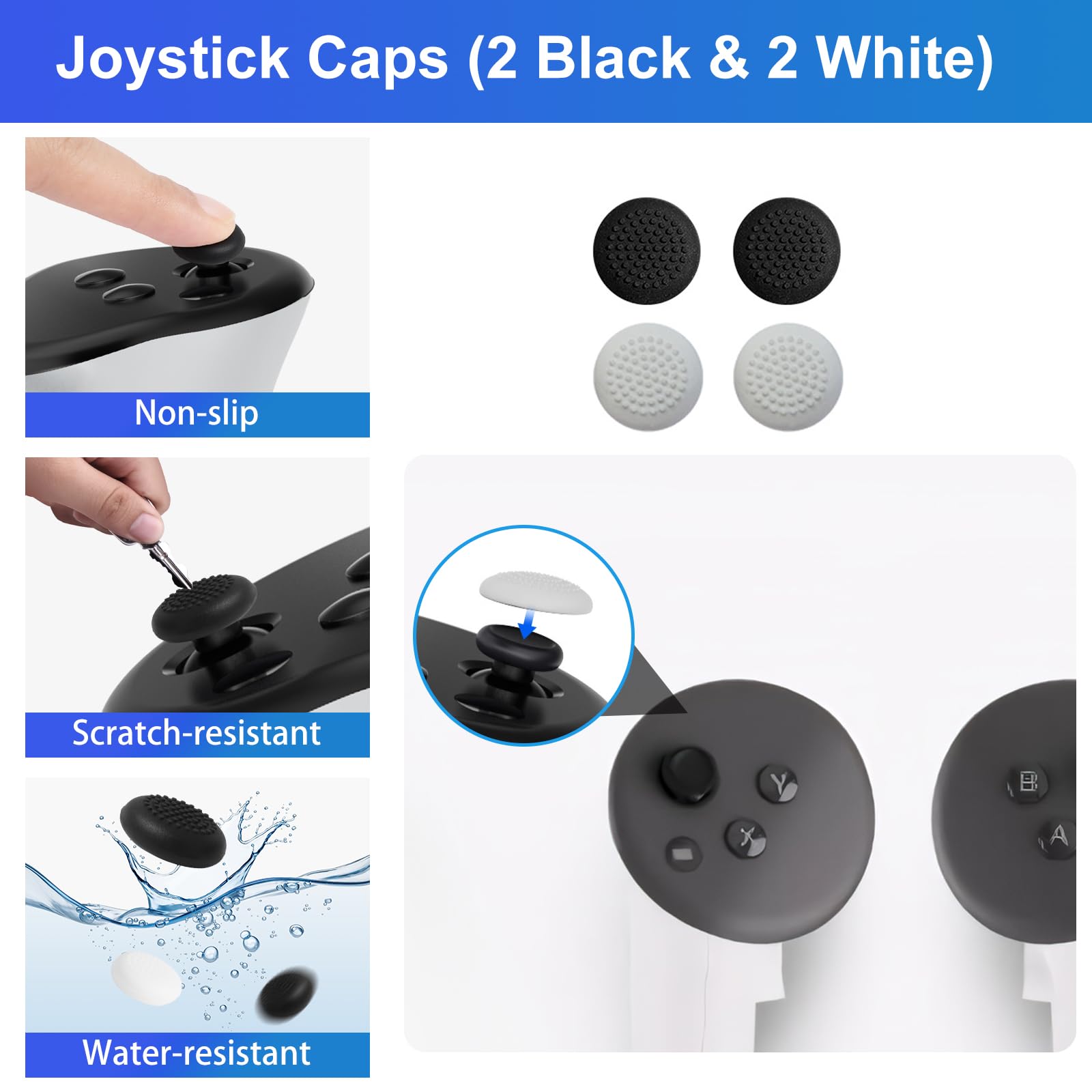 Olycism Coque de Protection pour Meta Quest 3 Accessoires Comprend 1*Couverture avant protectrice 1*Couverture d'objectif 4*Capsules de joystick 3*Protecteur d'objectif trempé pour Oculus Quest 3