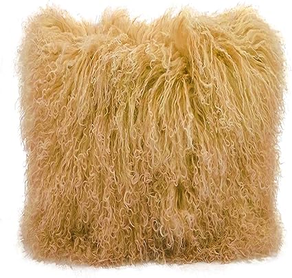 Gold mongolian fur pillow Clearance