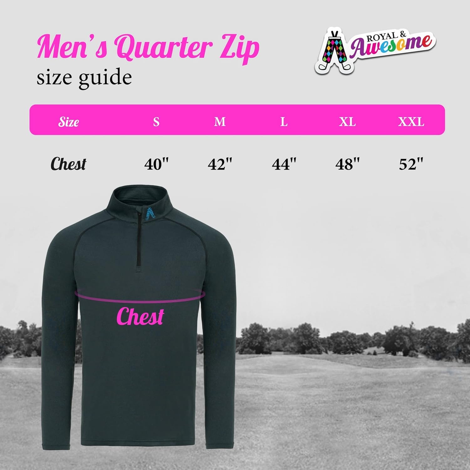 Royal & Awesome Men's Golf 1/4 Zip Top, Quarter Zip Jumper, Golfing Jumpers for Men, Stylish Golf Tops - Image 6