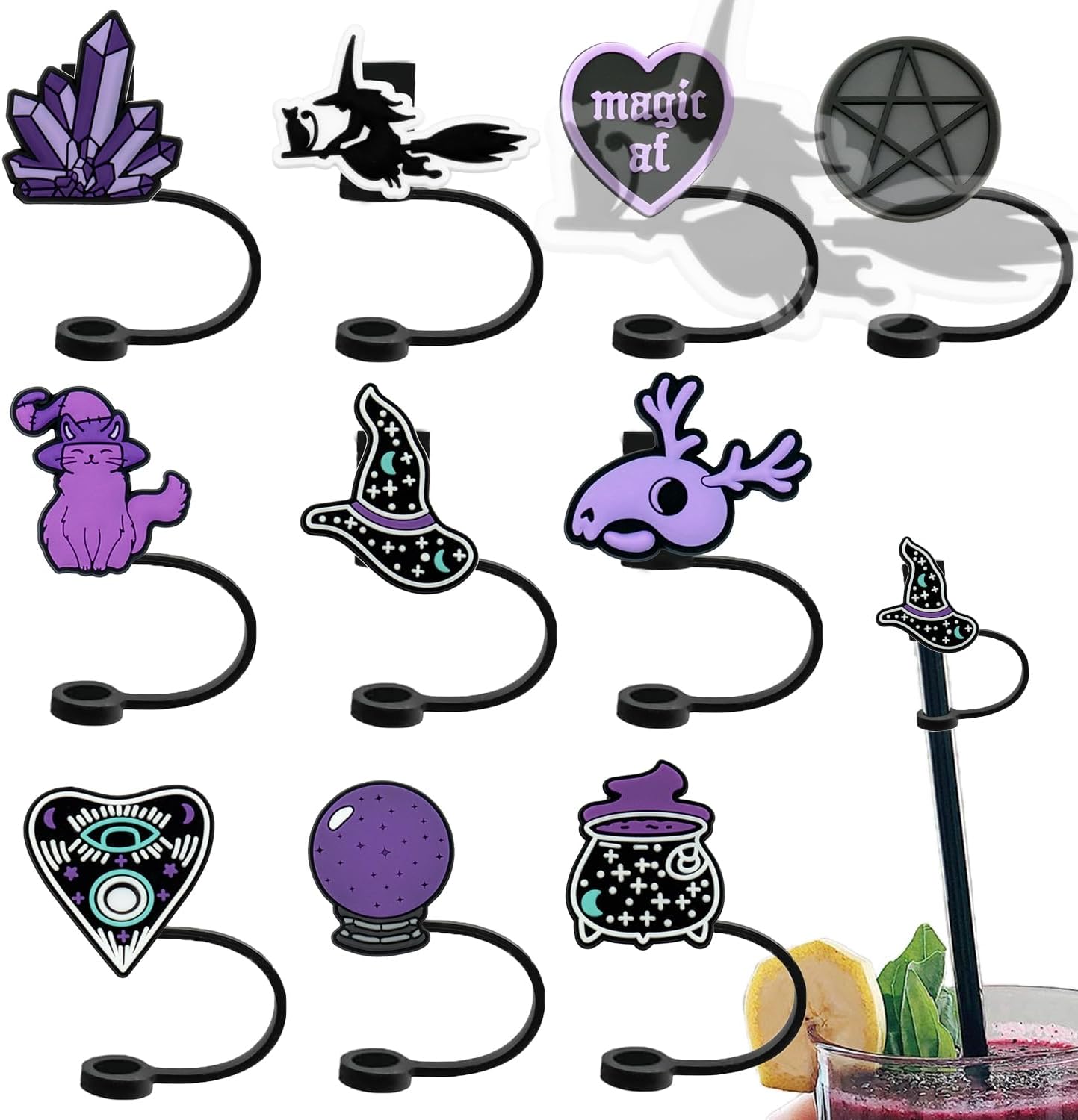 10pcs Drinking Straw Cover Cap, Magic Style Reusable